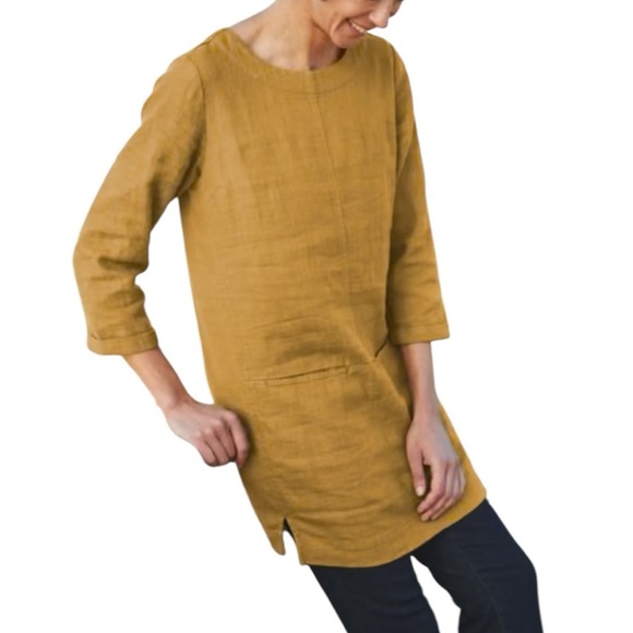 Seasalt Cornwall size 10 NWOT Elegant Mustard Yellow Women's Tunic- brighter… - Picture 13 of 15